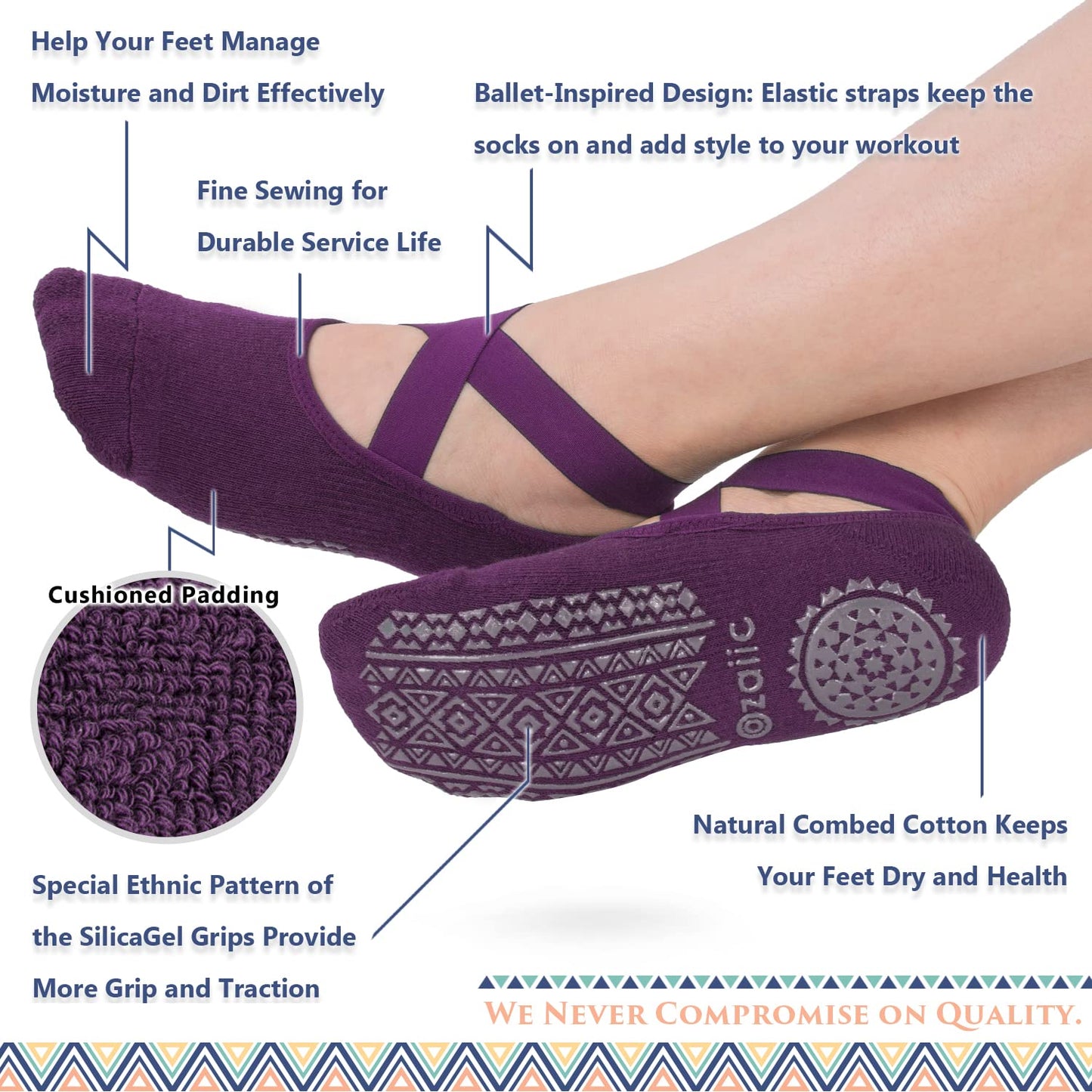 Ozaiic Non-Slip Yoga Socks for Women