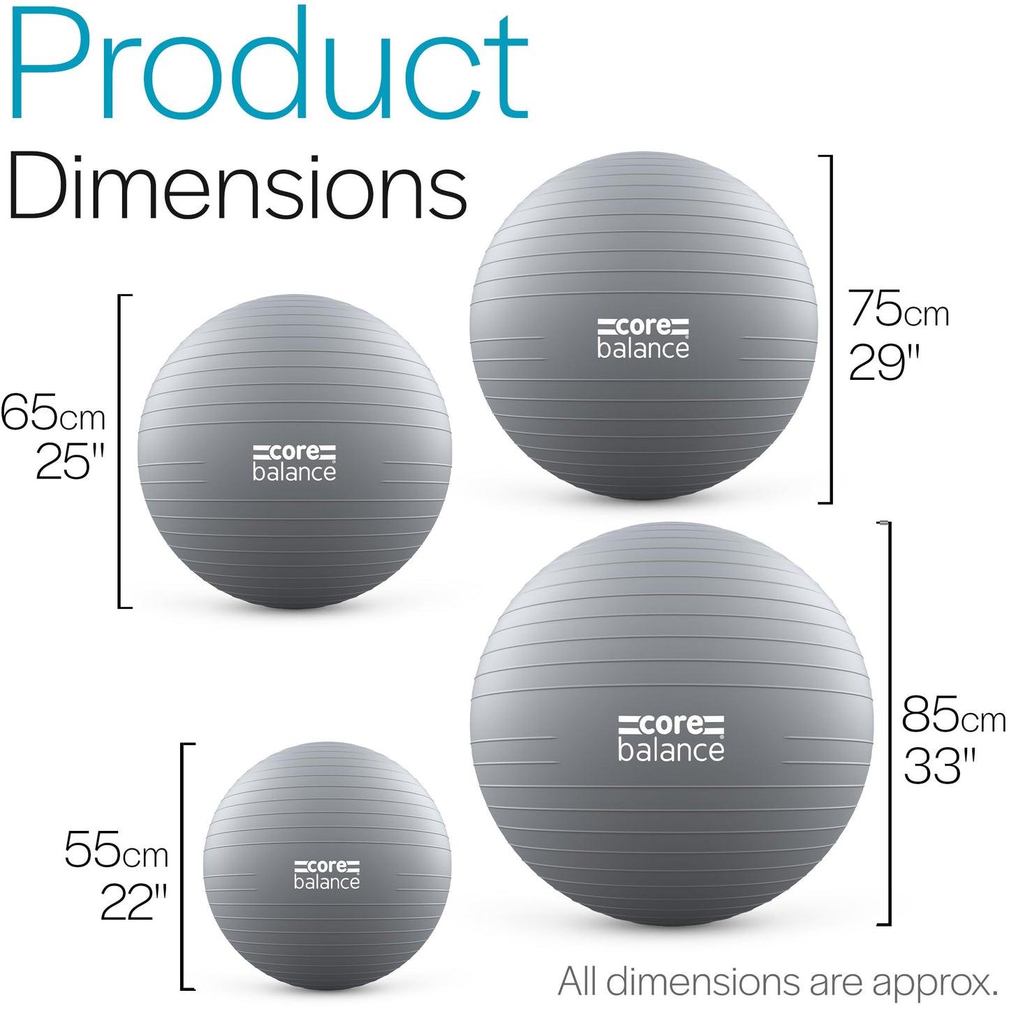 Exercise Ball – Anti-Burst, Slip-Resistant, with Pump