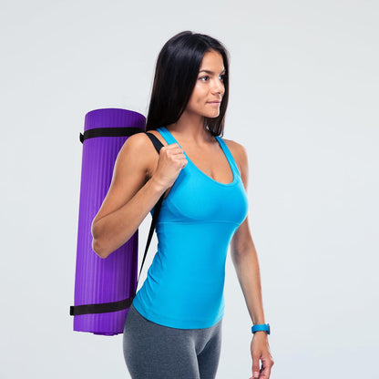 Extra Thick 1/2" High-Density Yoga Mat with Strap