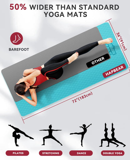 HAPBEAR Large Non-Slip Yoga Mat with Accessories