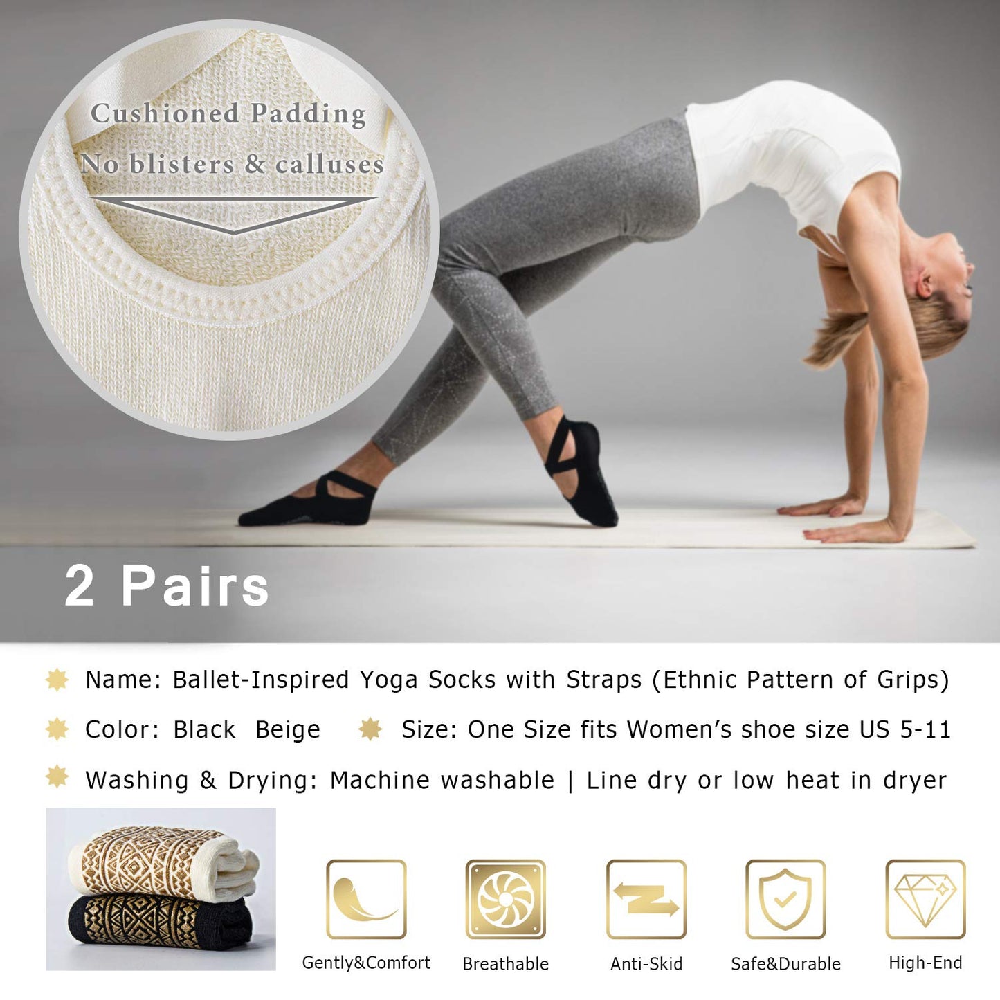 Ozaiic Non-Slip Yoga Socks for Women
