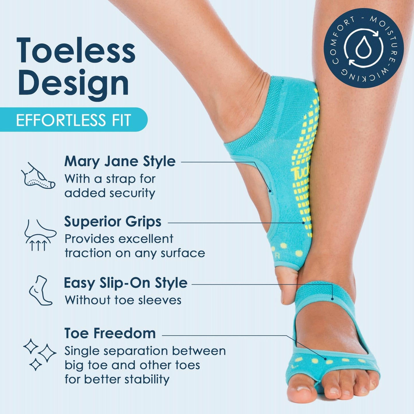 Tucketts Toeless Grip Pilates Socks for Women