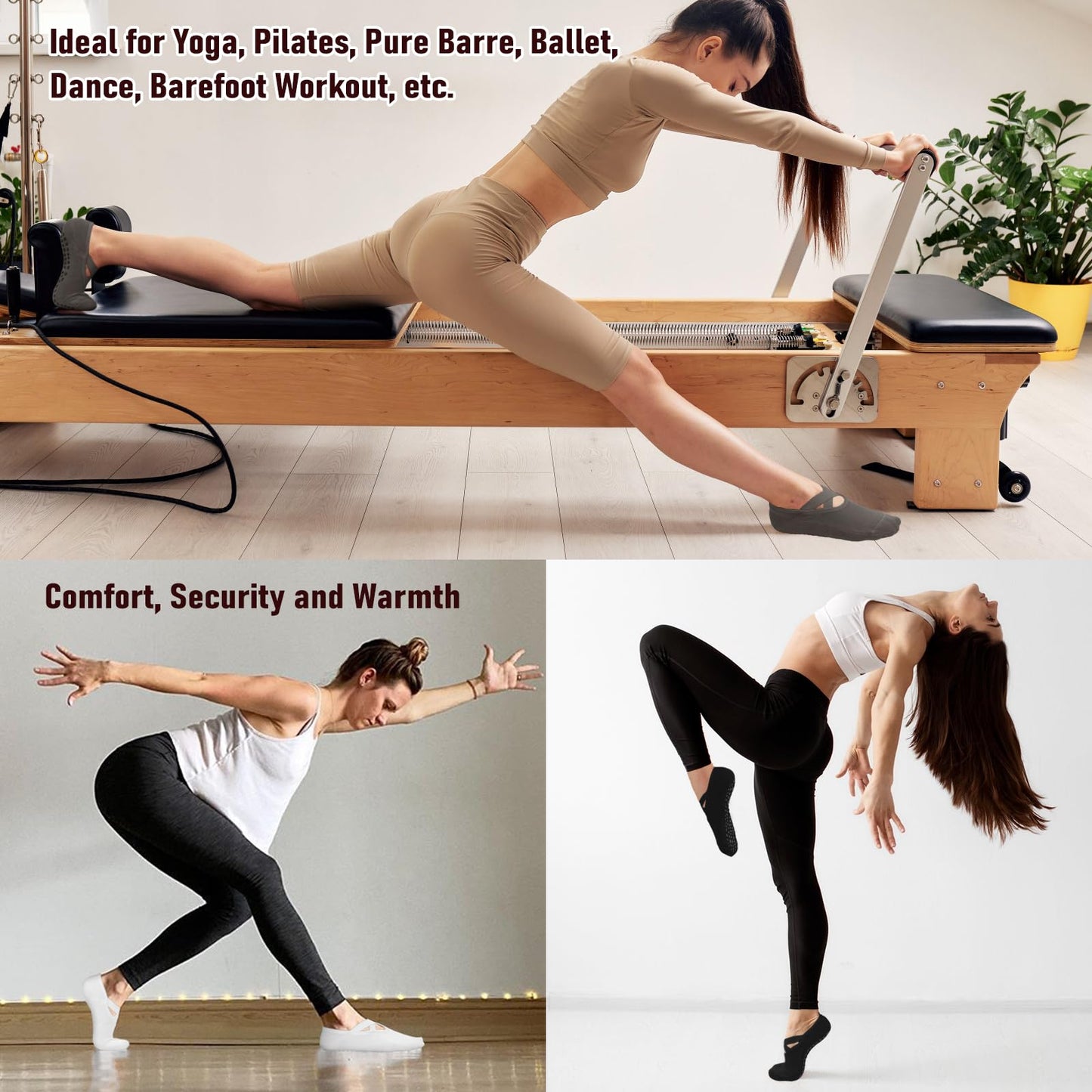 YeuG Non-Slip Pilates Socks for Women (4/6 Pairs)