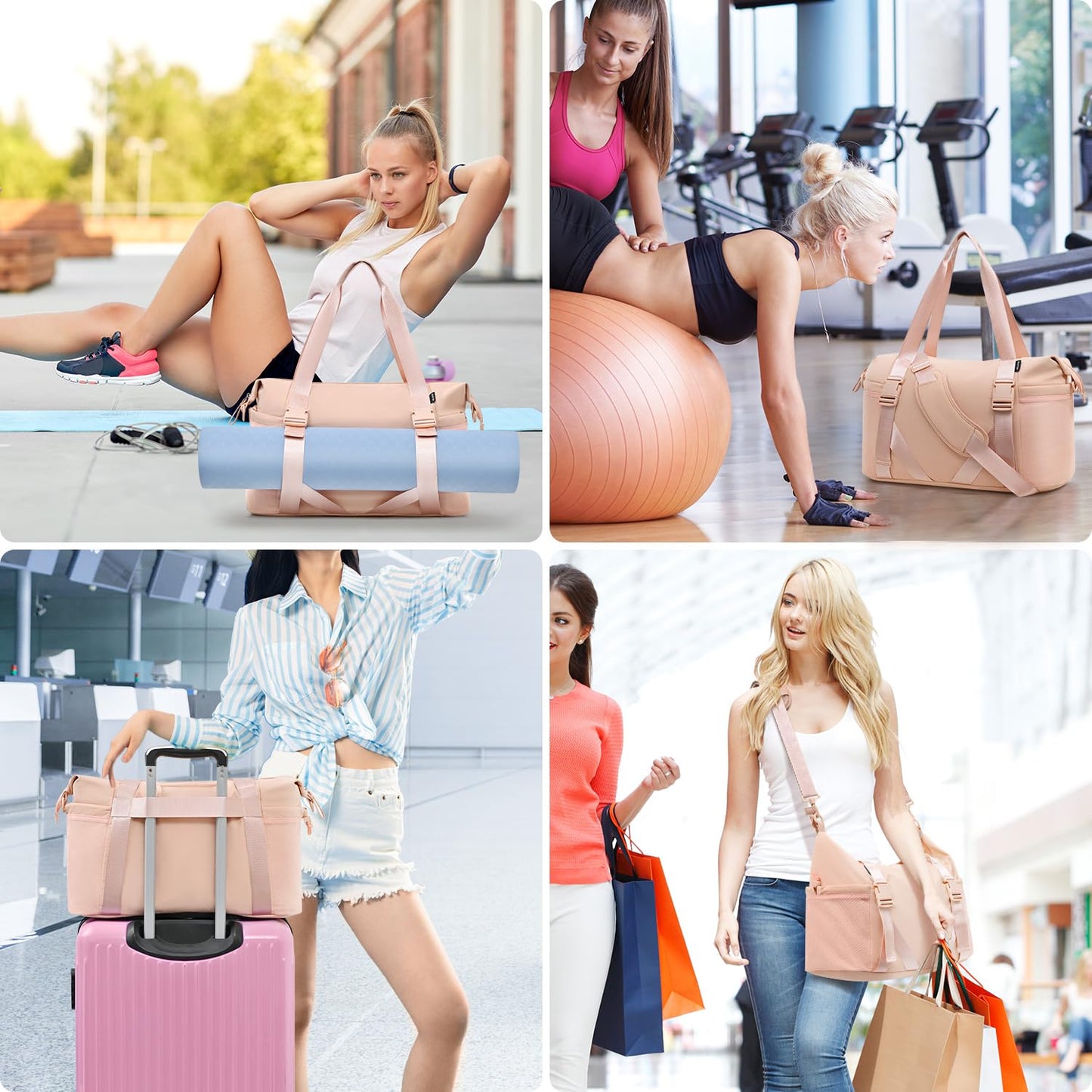 MAXTOP Women’s Gym & Yoga Duffle Bag with Shoe Pouches
