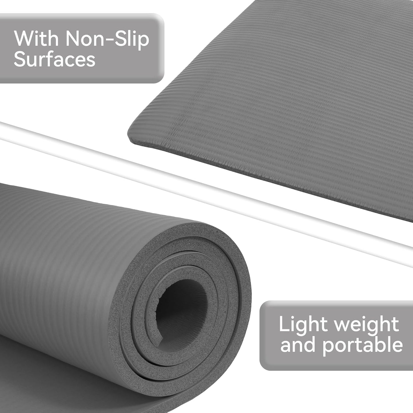 Extra Thick 1/2" High-Density Yoga Mat with Strap