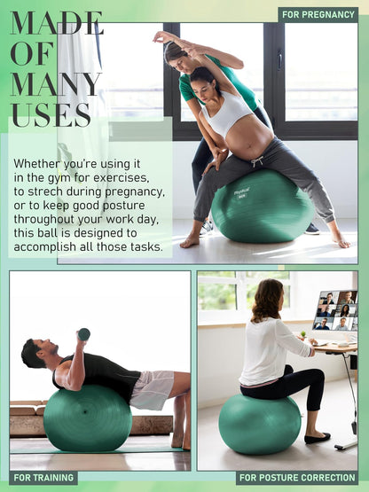 Yoga Ball with Pump – 4 Sizes for Fitness & Therapy