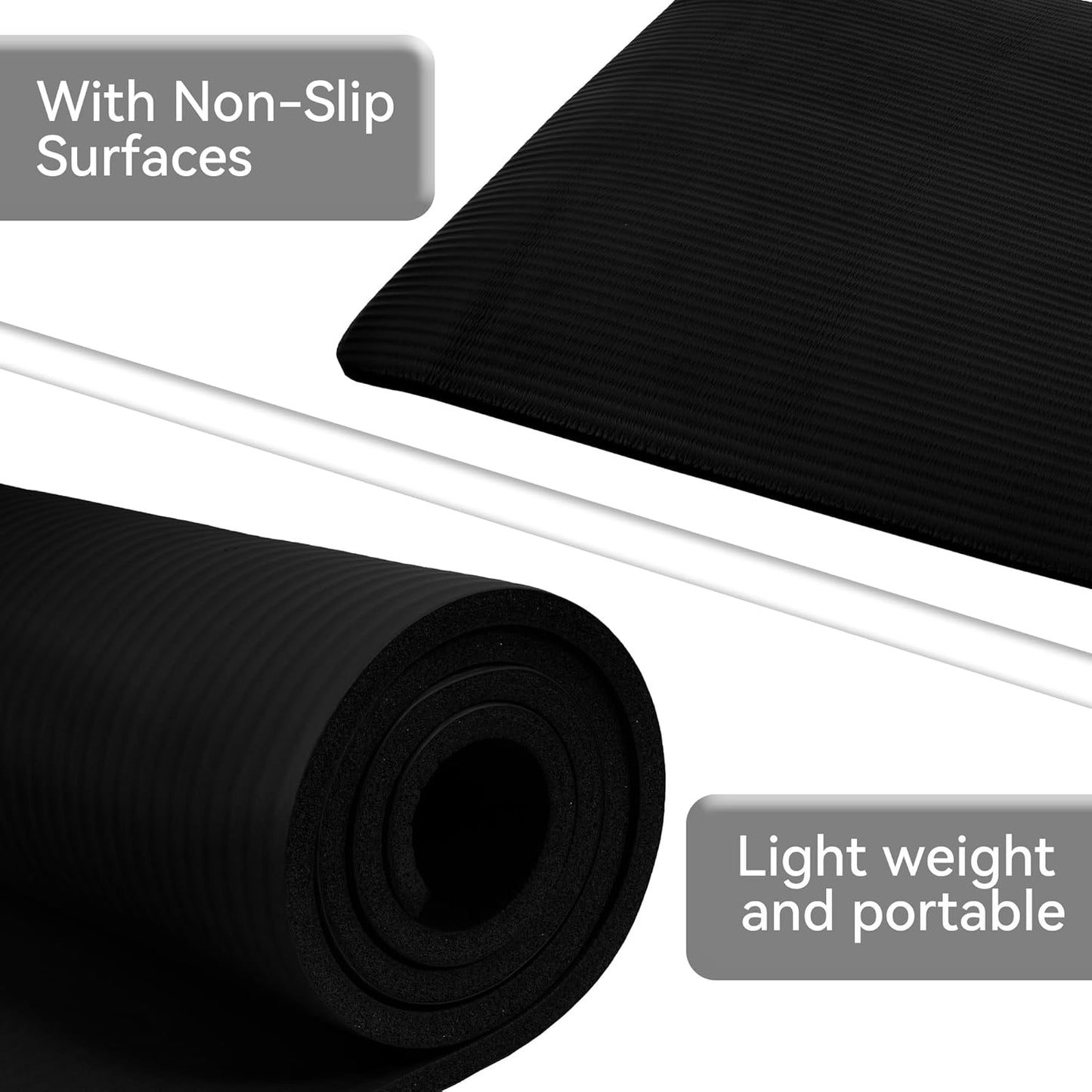 Extra Thick 1/2" High-Density Yoga Mat with Strap
