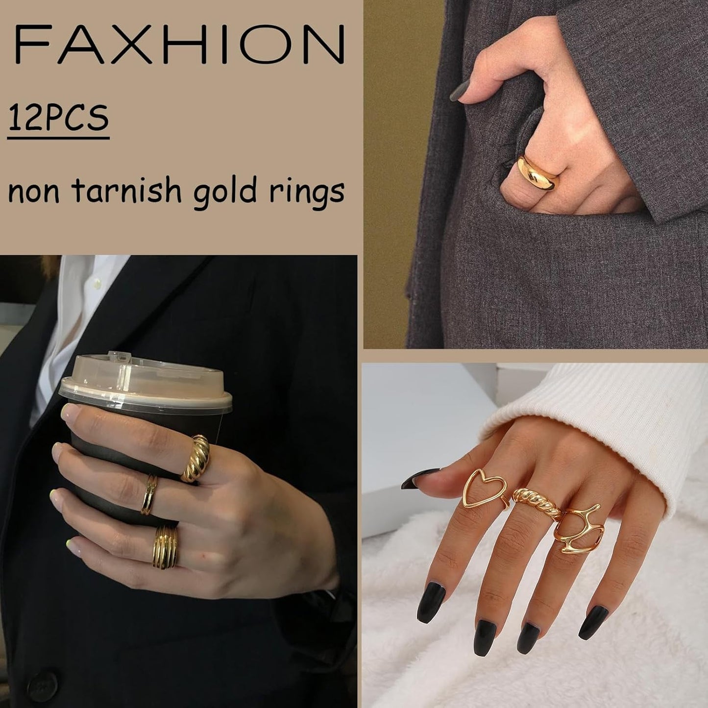 12-Piece Gold Stackable Rings