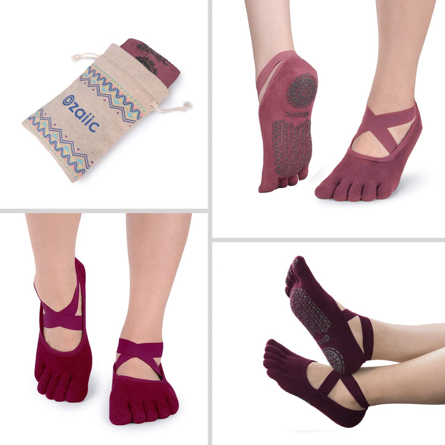 Ozaiic Women’s Non-Slip Yoga Socks with Grips