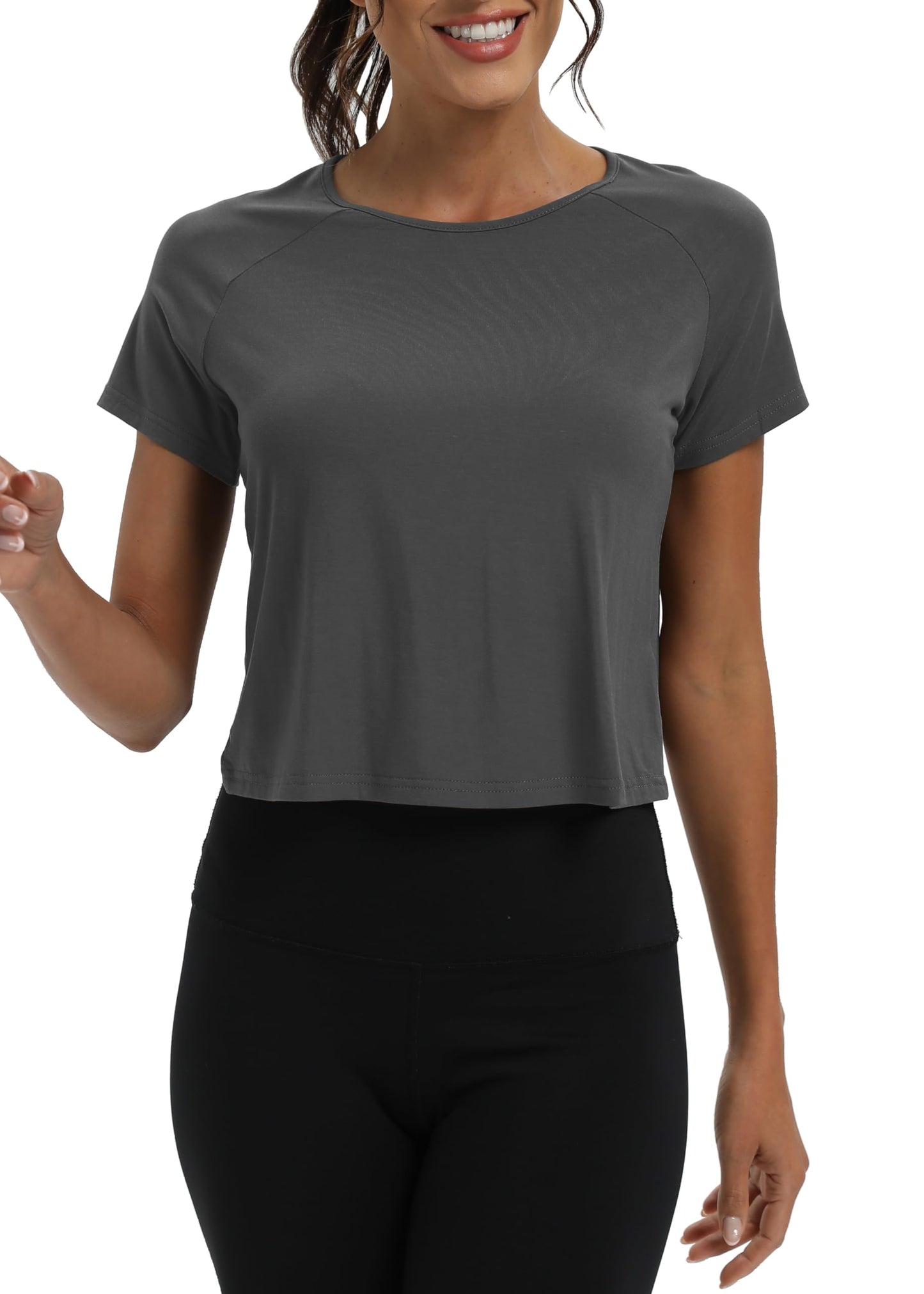 Mippo Women’s Cropped Split Back Workout Top