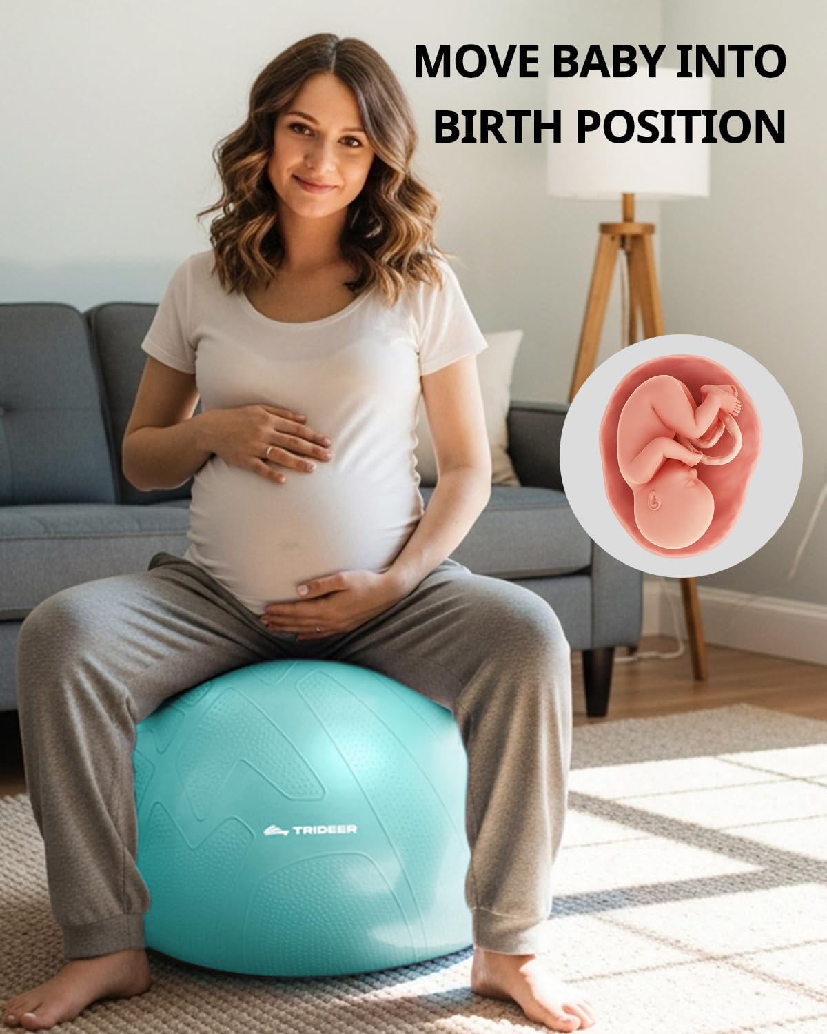 Trideer Pregnancy Yoga Ball – 440LB Anti-Burst, Non-Slip