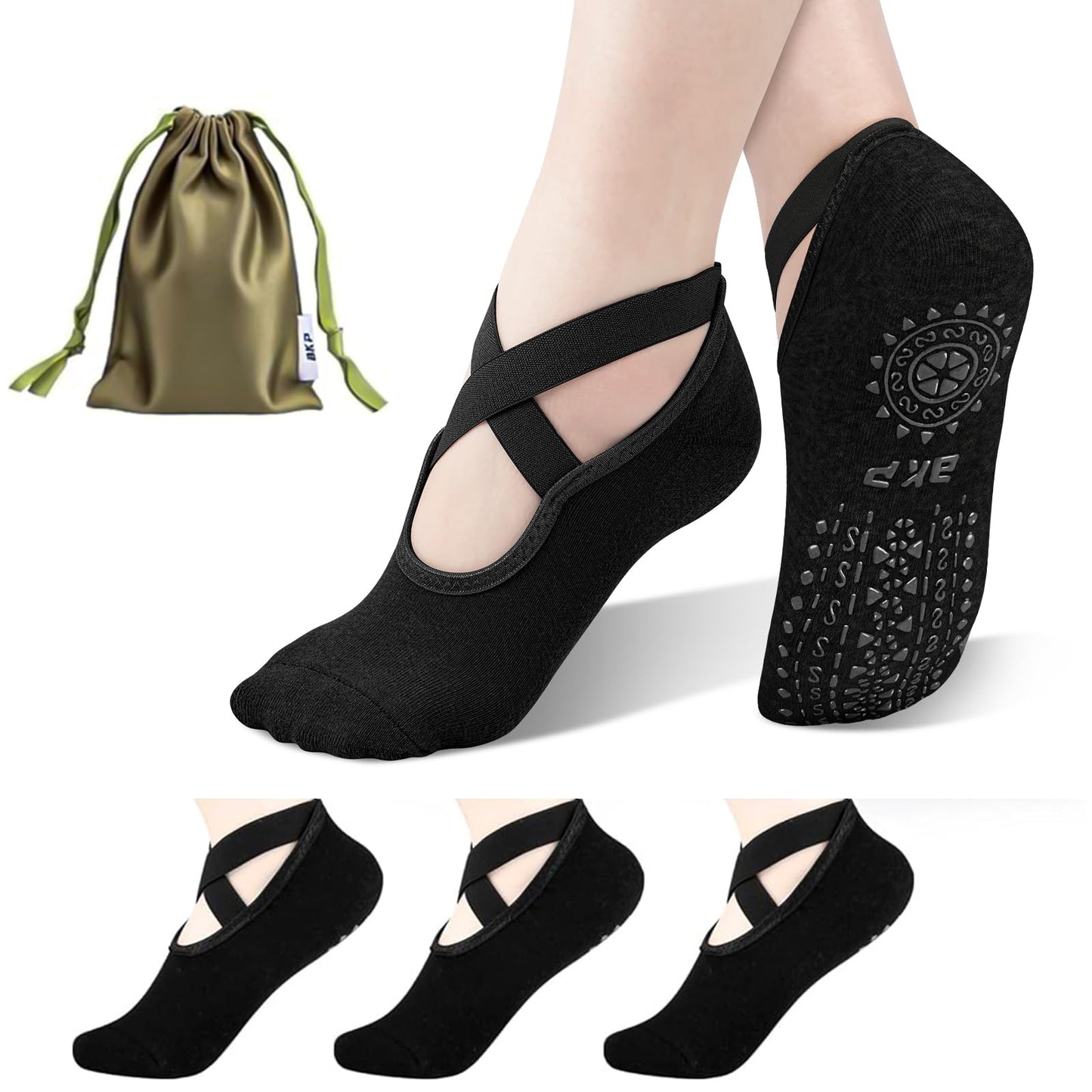 BKP Non-Slip Yoga & Pilates Grip Socks for Women