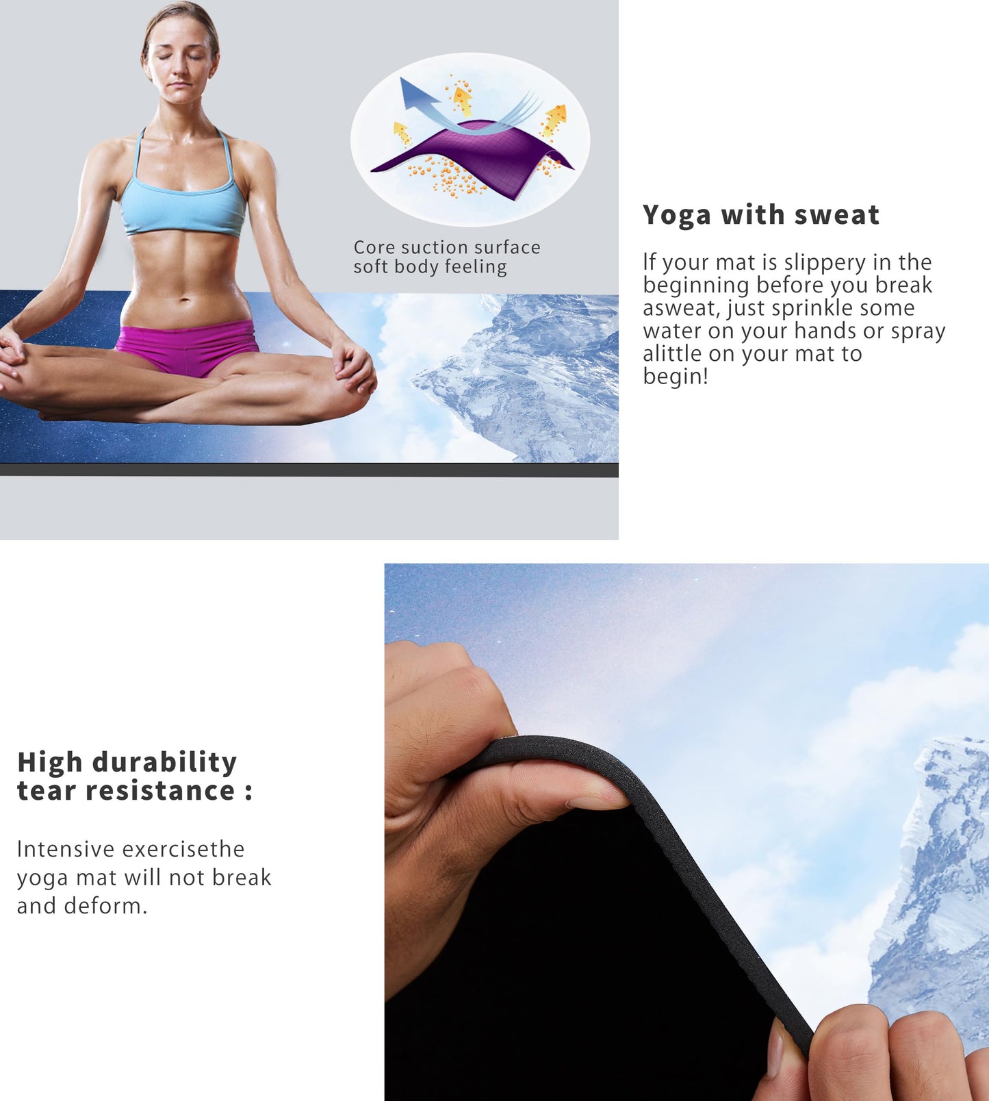 Cifupy Double-Sided Non-Slip Yoga Mat with Strap & Bag