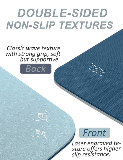 BEAUTYOVO 1/3" Thick Non-Slip Yoga Mat with Strap