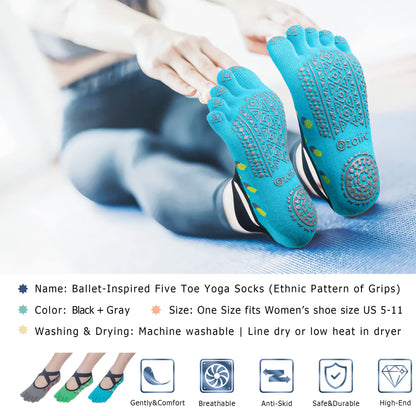 Ozaiic Women’s Non-Slip Yoga Socks with Grips