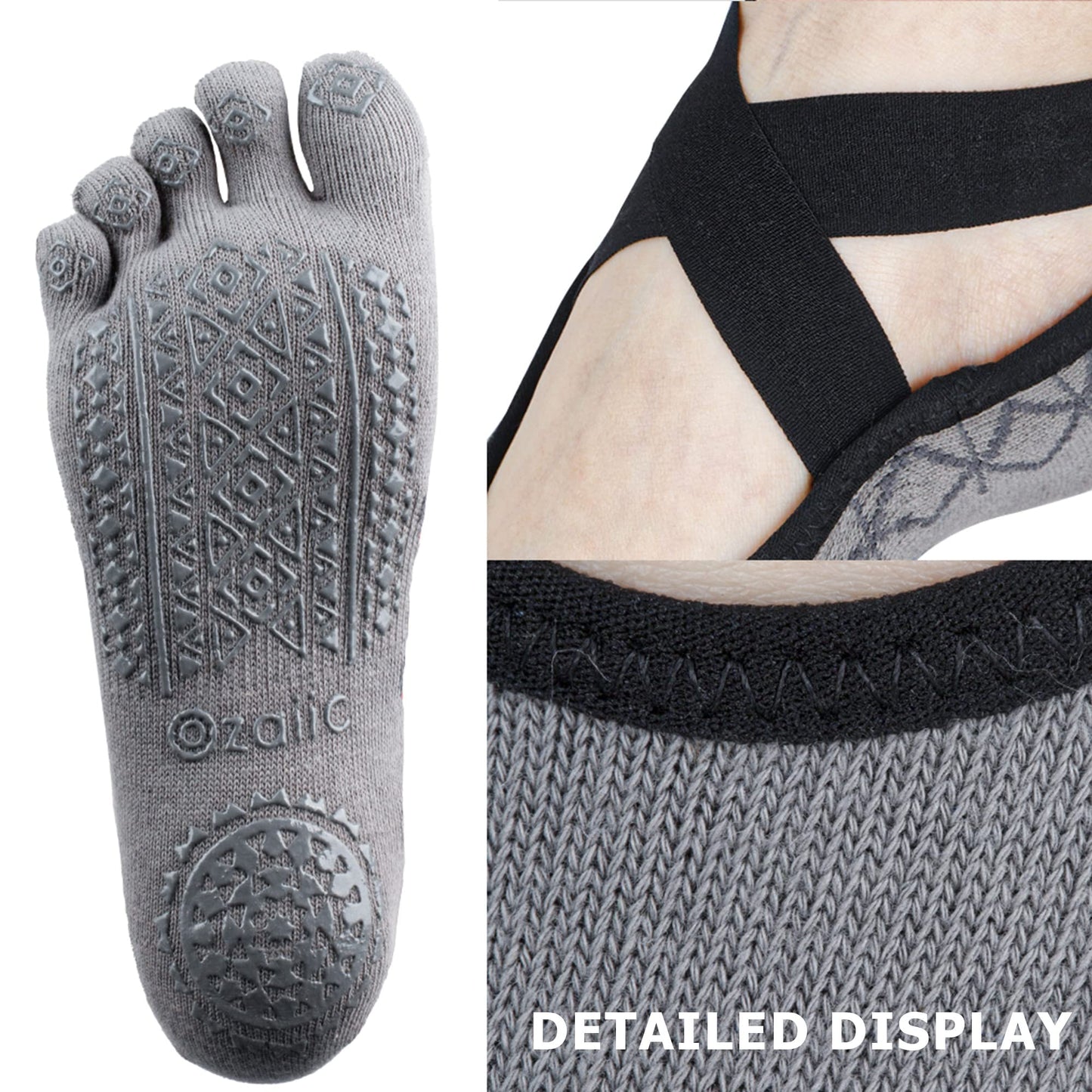 Ozaiic Women’s Non-Slip Yoga Socks with Grips