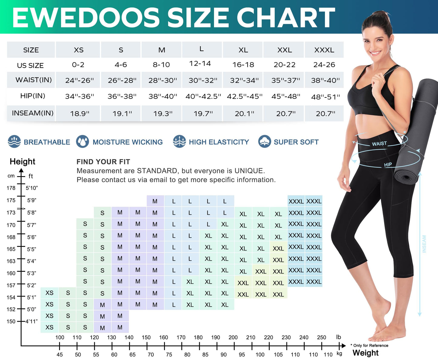 Ewedoos Women’s Capri Yoga Leggings with Pockets