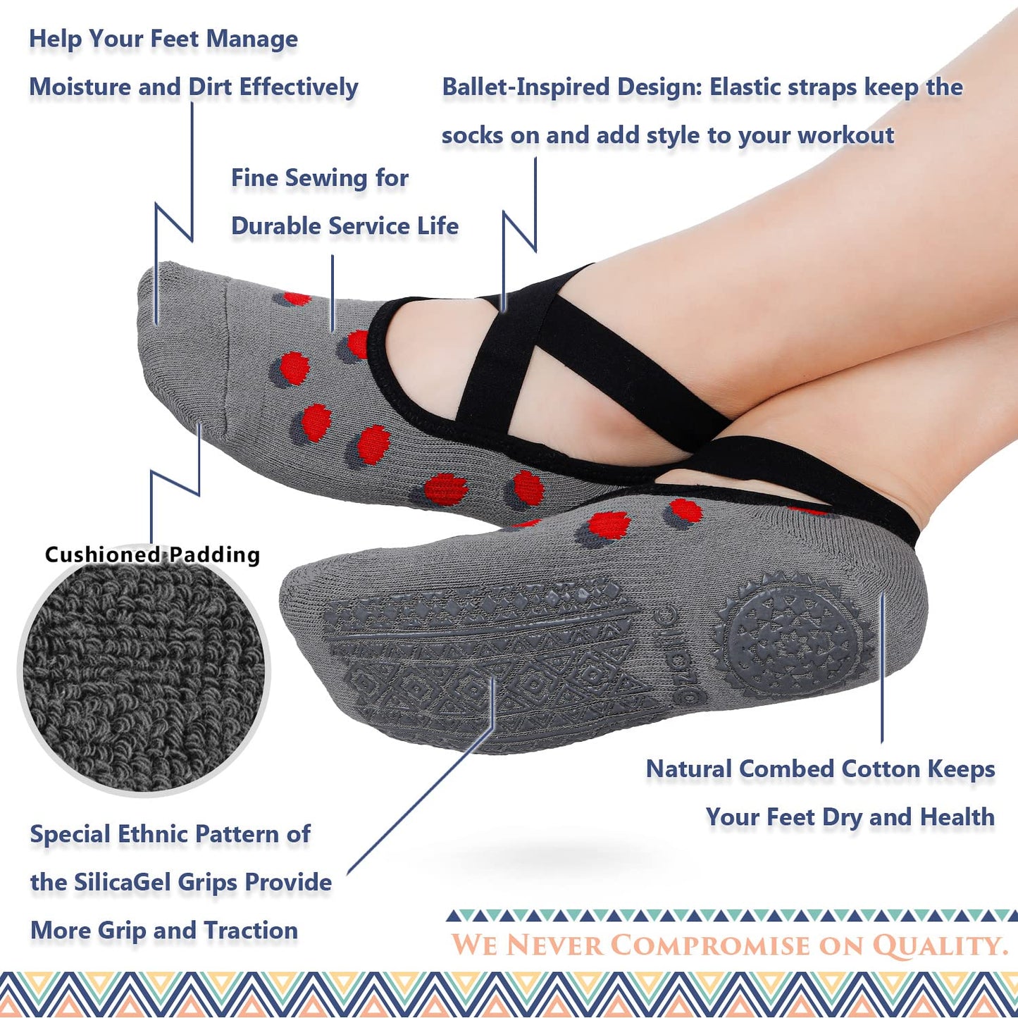 Ozaiic Non-Slip Yoga Socks for Women