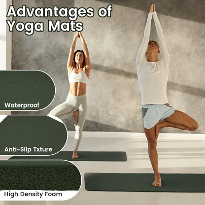 Extra Thick 1/2" High-Density Yoga Mat with Strap