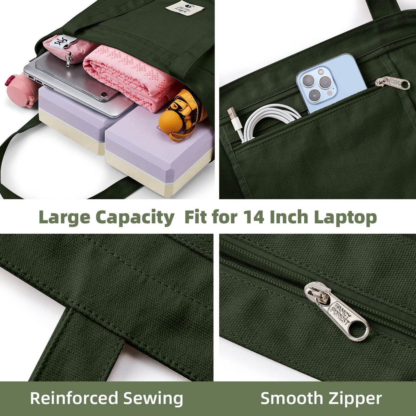 WLLWOO Yoga Mat Tote Bag for Women