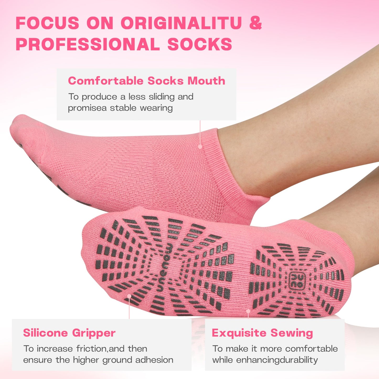 unenow Women’s Non-Slip Pilates Socks (5 Pairs)
