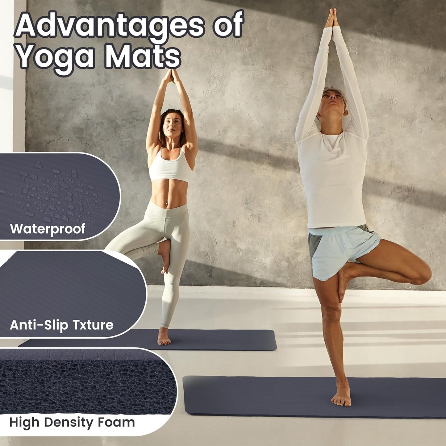 Extra Thick 1/2" High-Density Yoga Mat with Strap