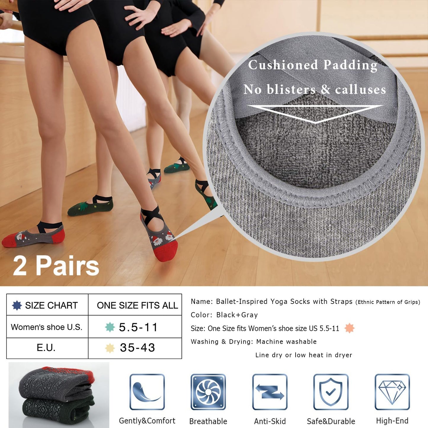 Ozaiic Non-Slip Yoga Socks for Women