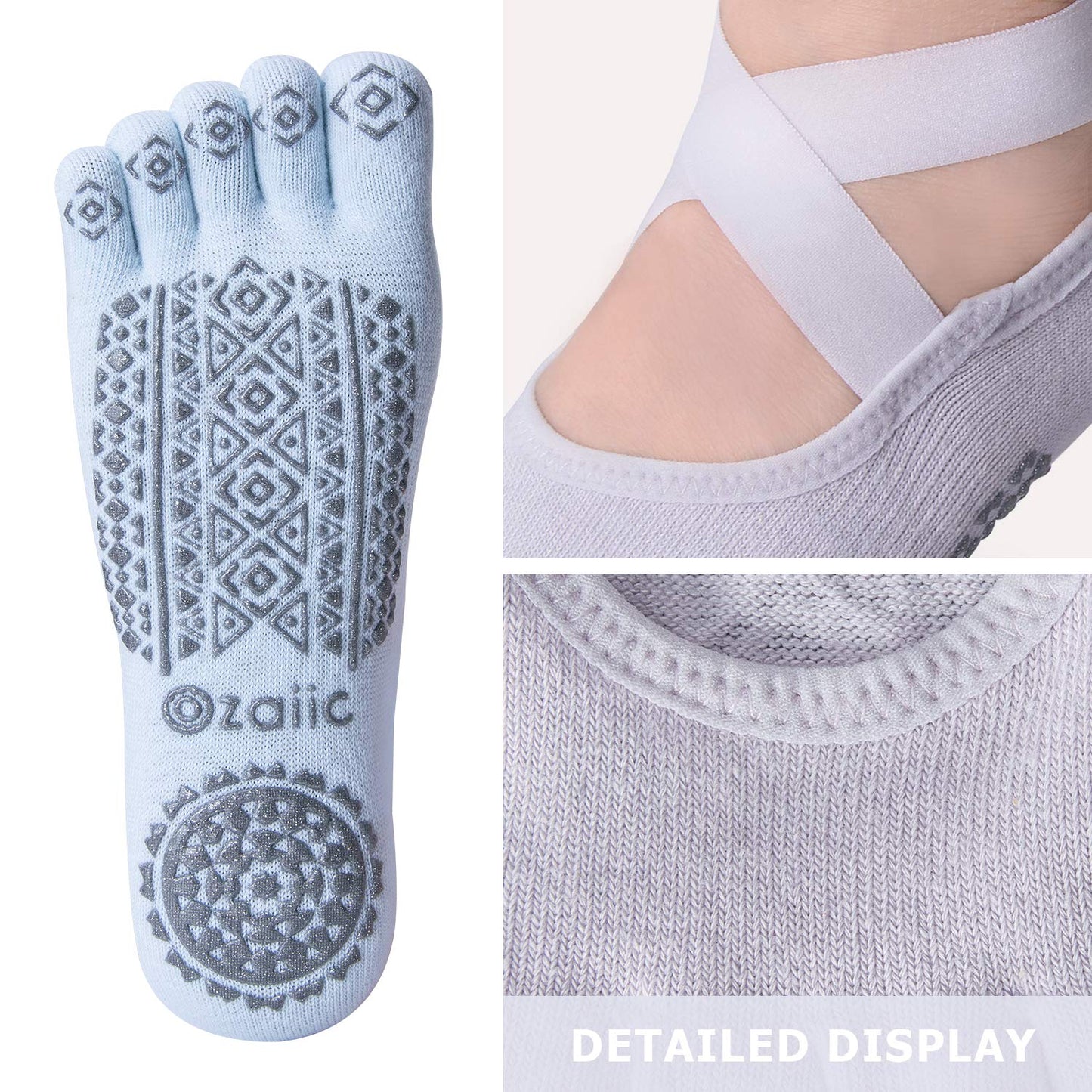 Ozaiic Women’s Non-Slip Yoga Socks with Grips