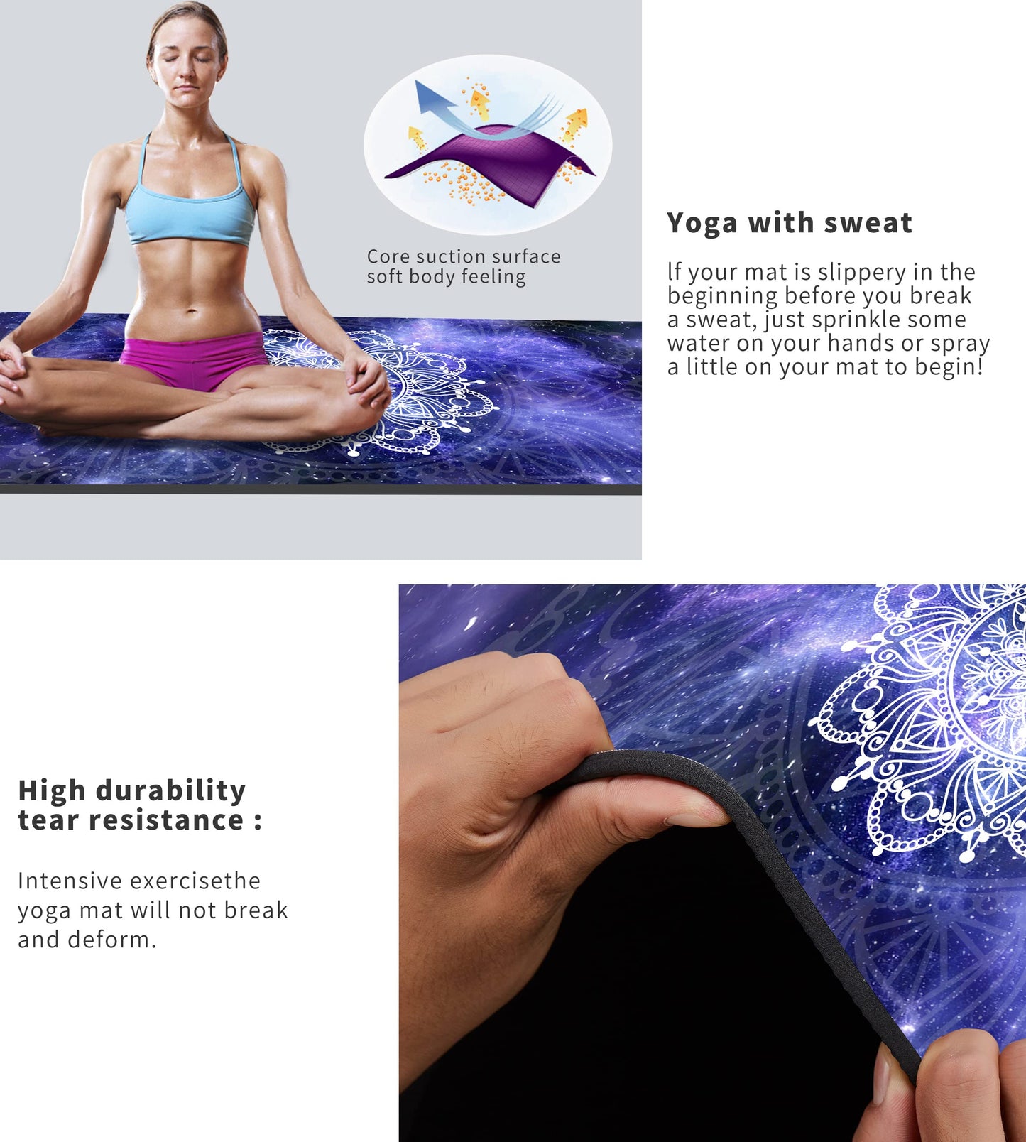 Cifupy Double-Sided Non-Slip Yoga Mat with Strap & Bag