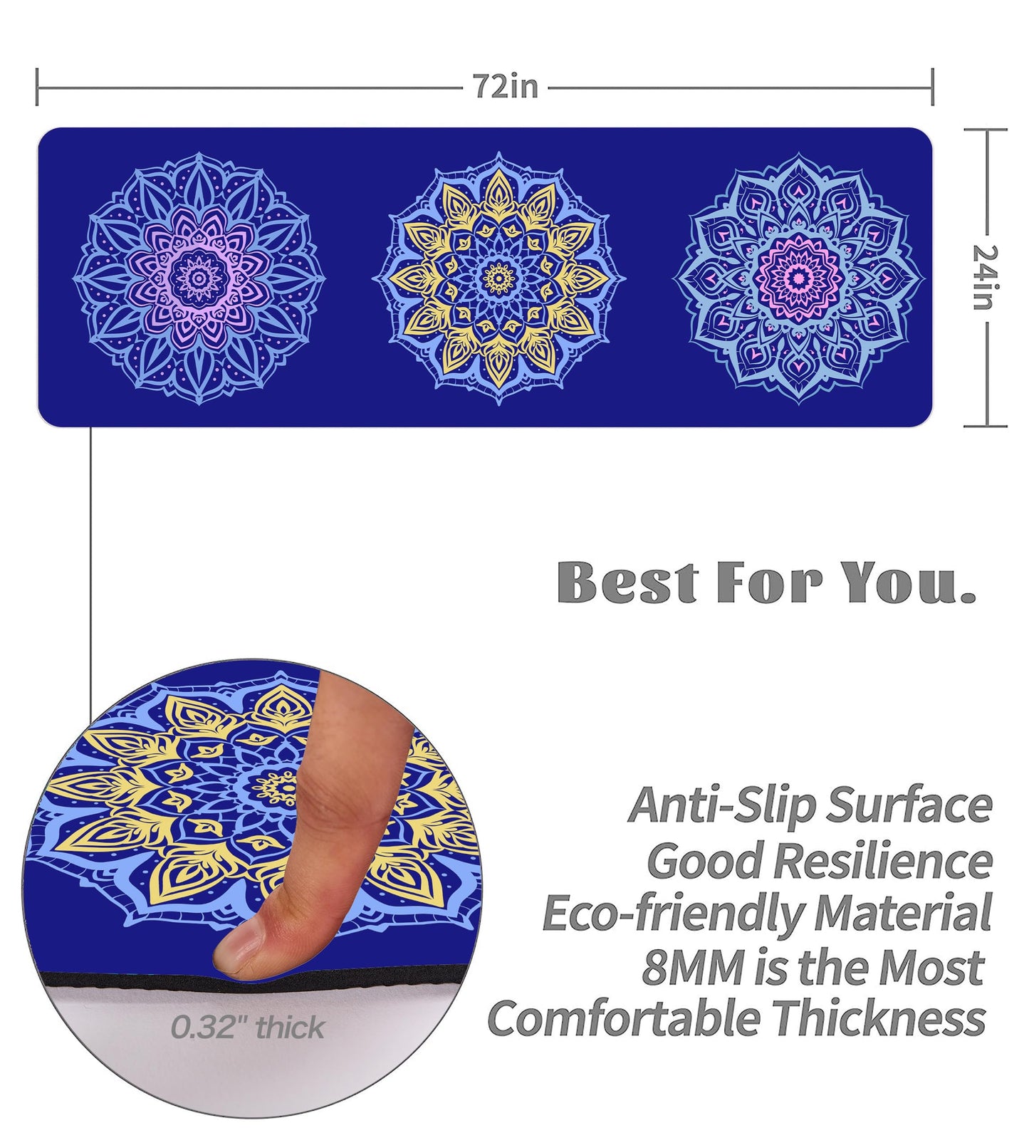 Cifupy Double-Sided Non-Slip Yoga Mat with Strap & Bag