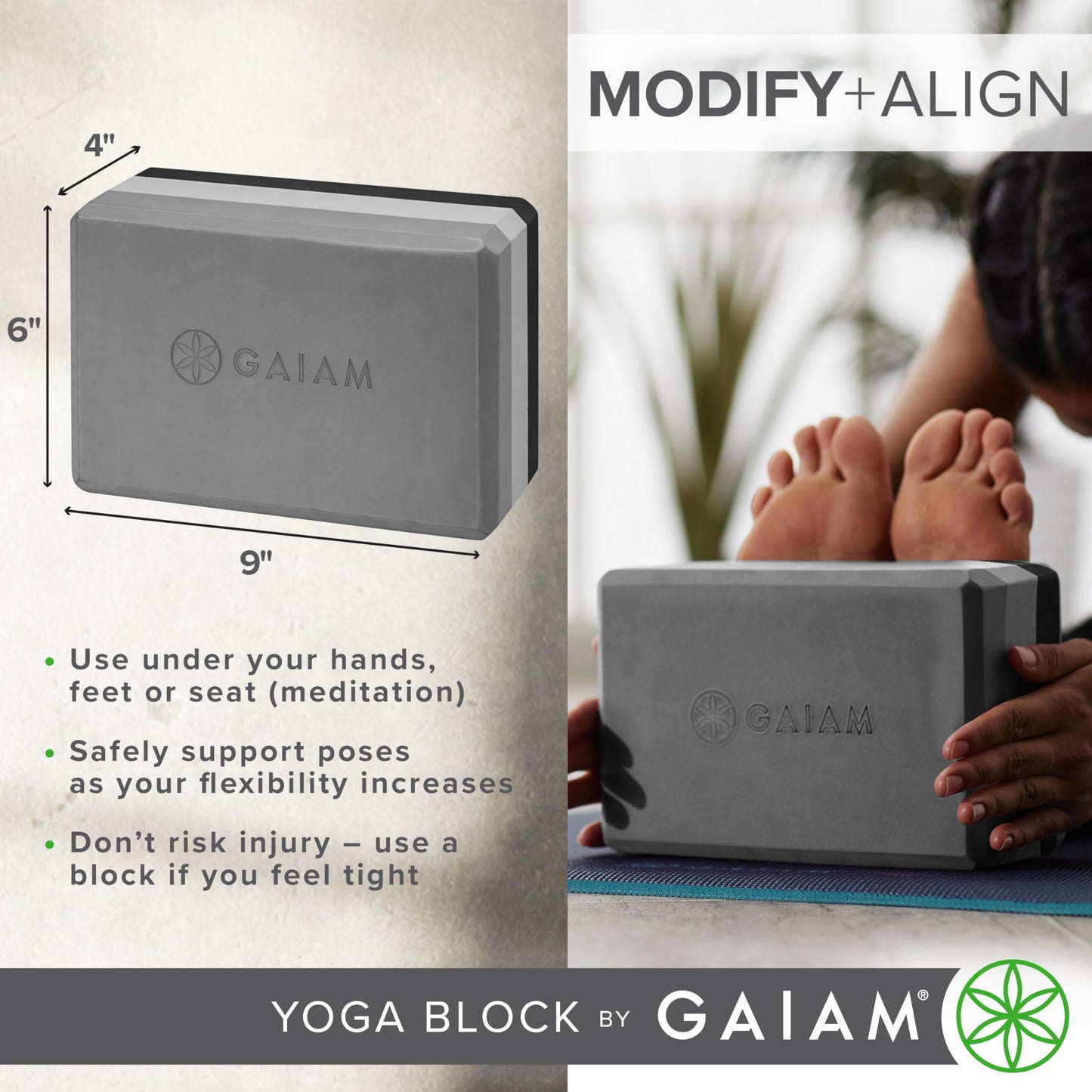 Gaiam Yoga Block – Foam Support for Yoga & Pilates