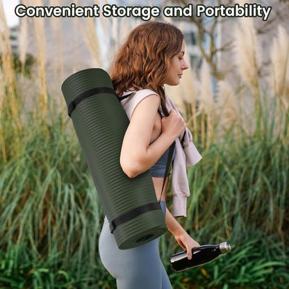 Extra Thick 1/2" High-Density Yoga Mat with Strap