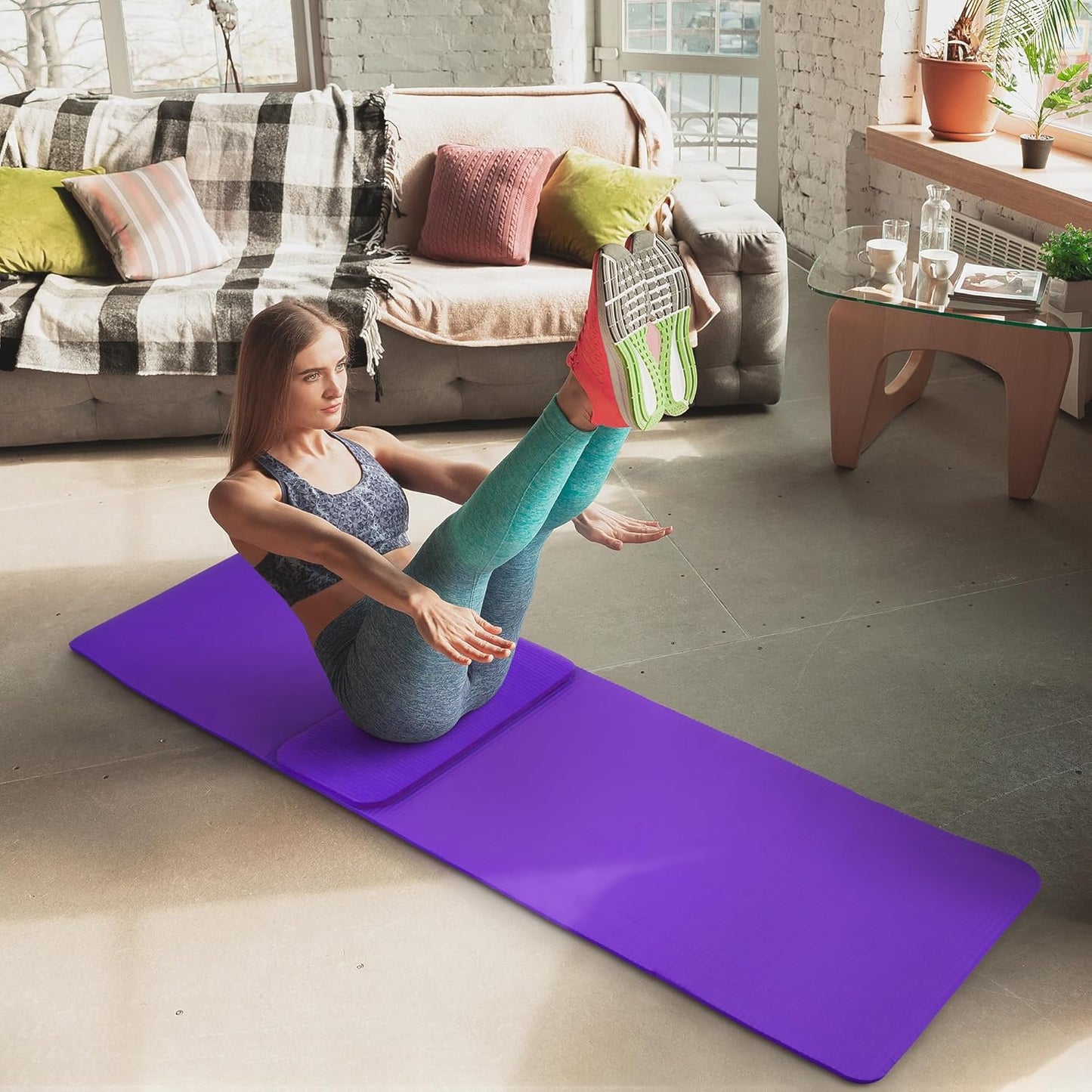 Extra Thick 1/2" High-Density Yoga Mat with Strap