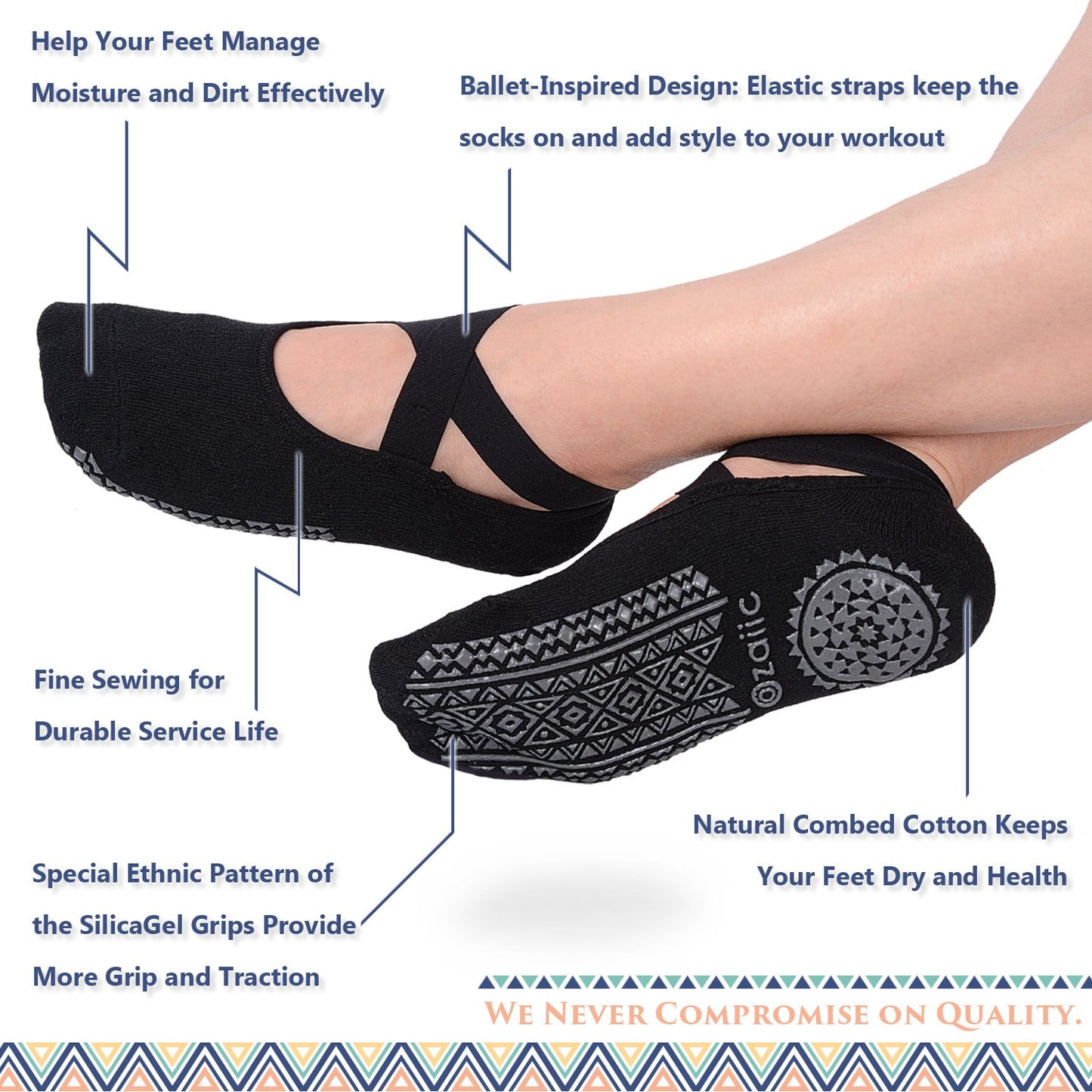 Ozaiic Non-Slip Yoga Socks for Women