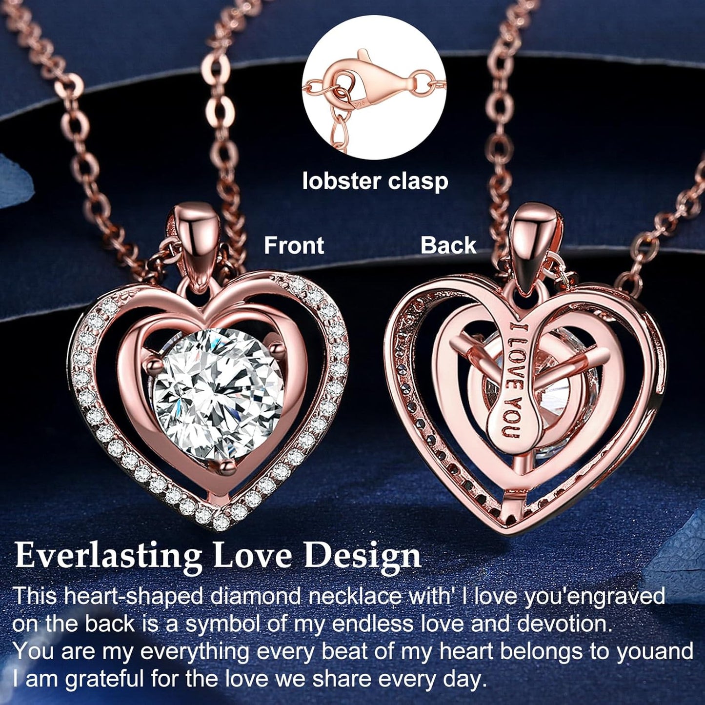 2.0 Ct Heart Necklace & Moissanite Earrings Set