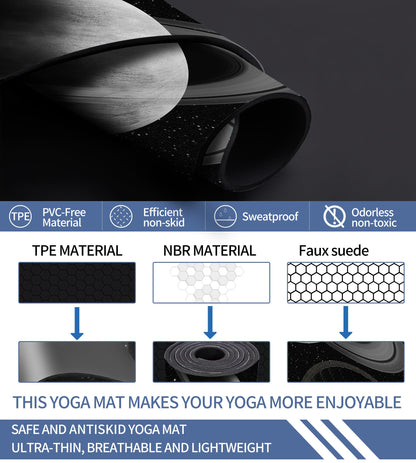 Cifupy Double-Sided Non-Slip Yoga Mat with Strap & Bag