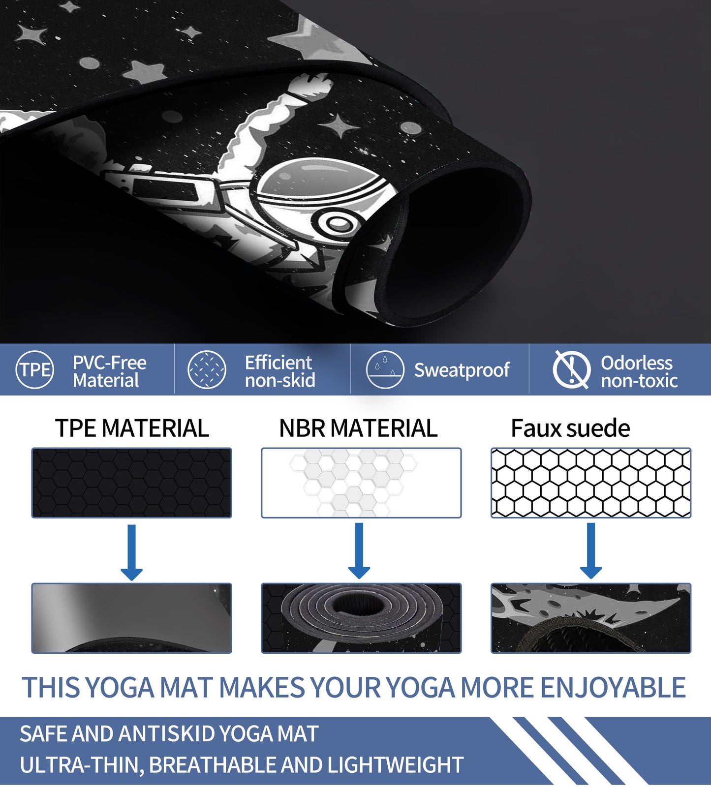 Cifupy Double-Sided Non-Slip Yoga Mat with Strap & Bag