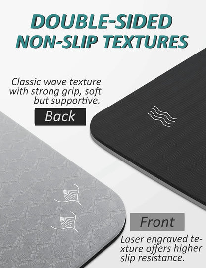 BEAUTYOVO 1/3" Thick Non-Slip Yoga Mat with Strap