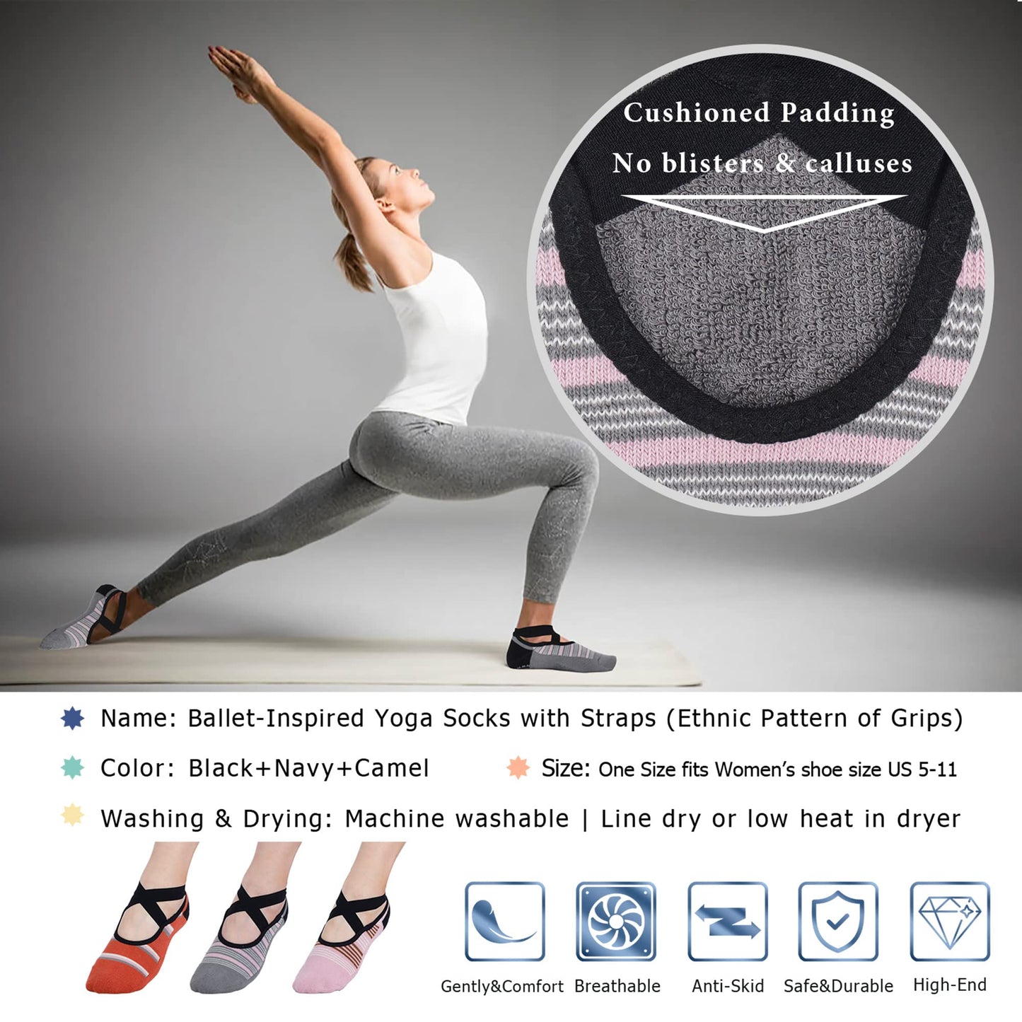 Ozaiic Non-Slip Yoga Socks for Women