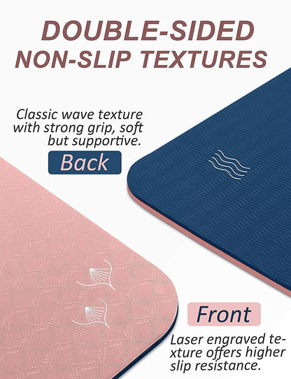 BEAUTYOVO 1/3" Thick Non-Slip Yoga Mat with Strap