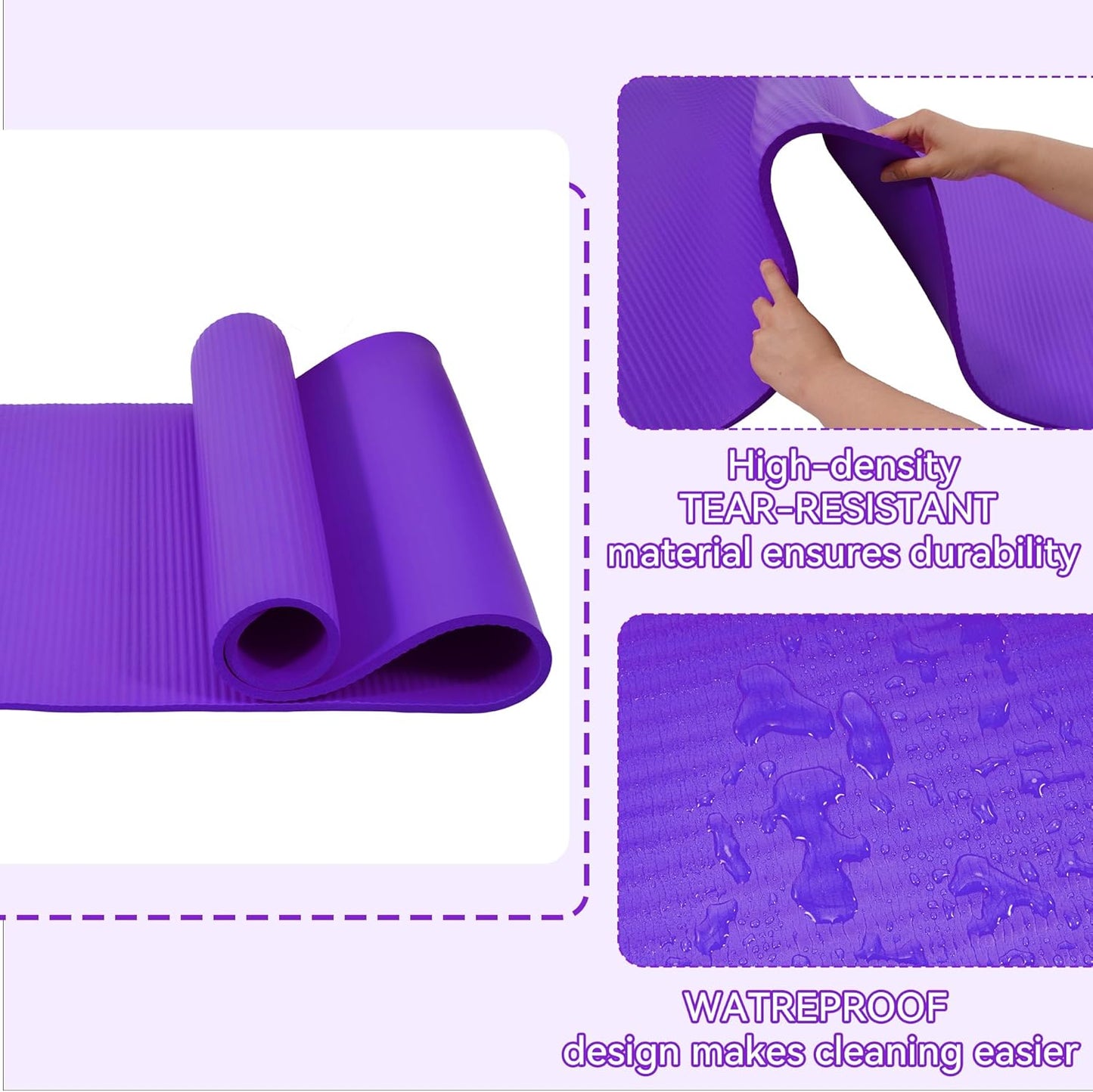 Extra Thick 1/2" High-Density Yoga Mat with Strap