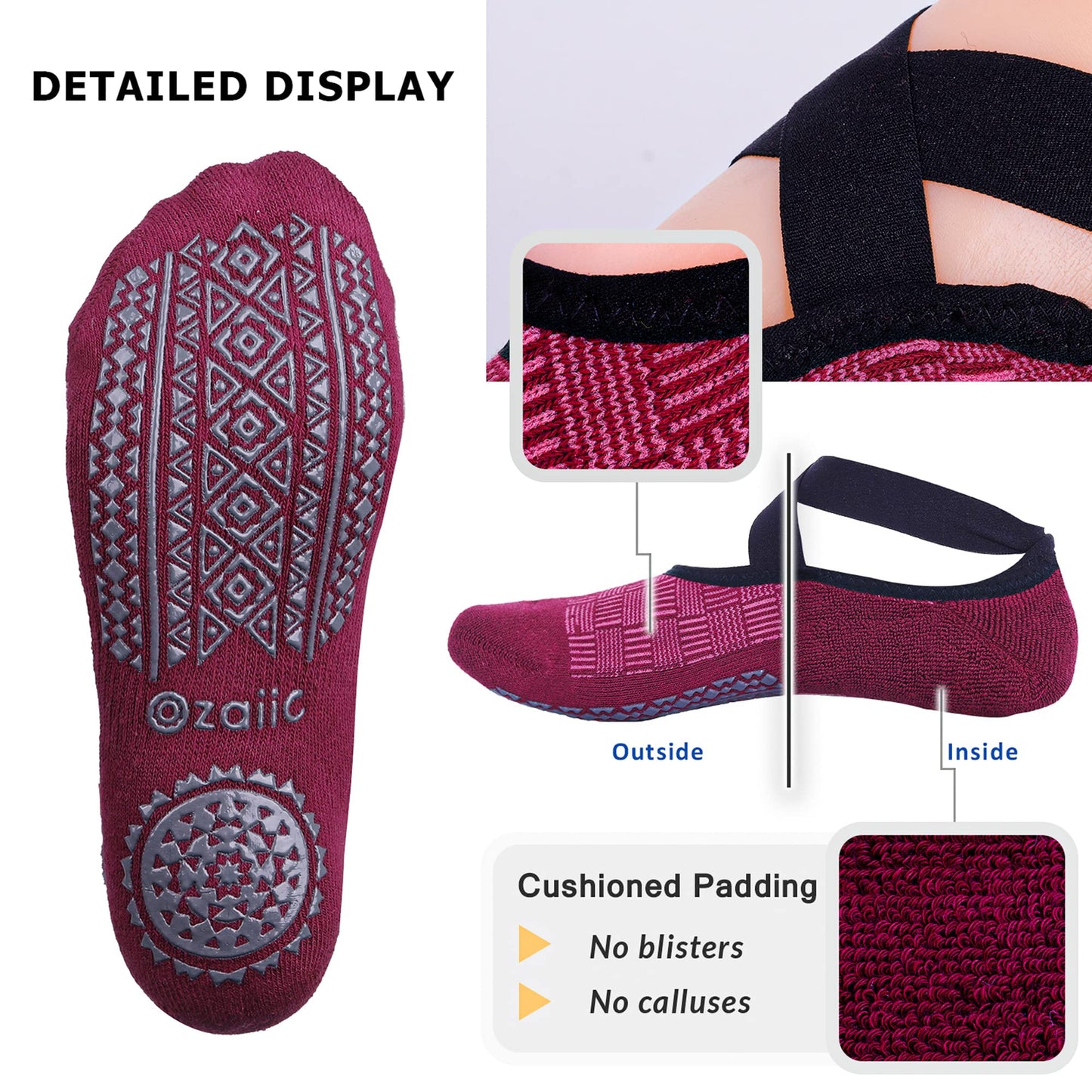 Ozaiic Non-Slip Yoga Socks for Women