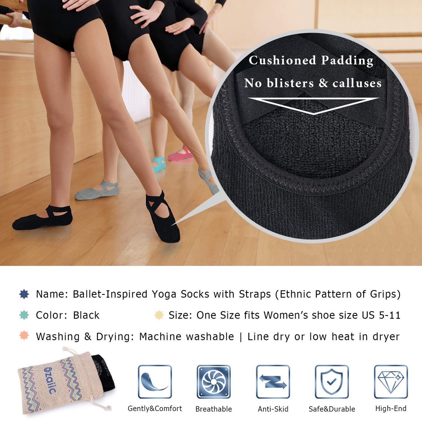 Ozaiic Non-Slip Yoga Socks for Women