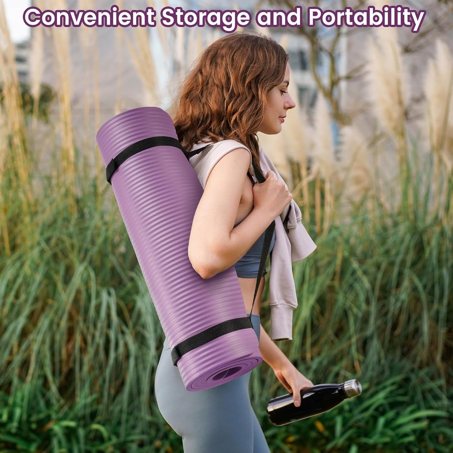 Extra Thick 1/2" High-Density Yoga Mat with Strap