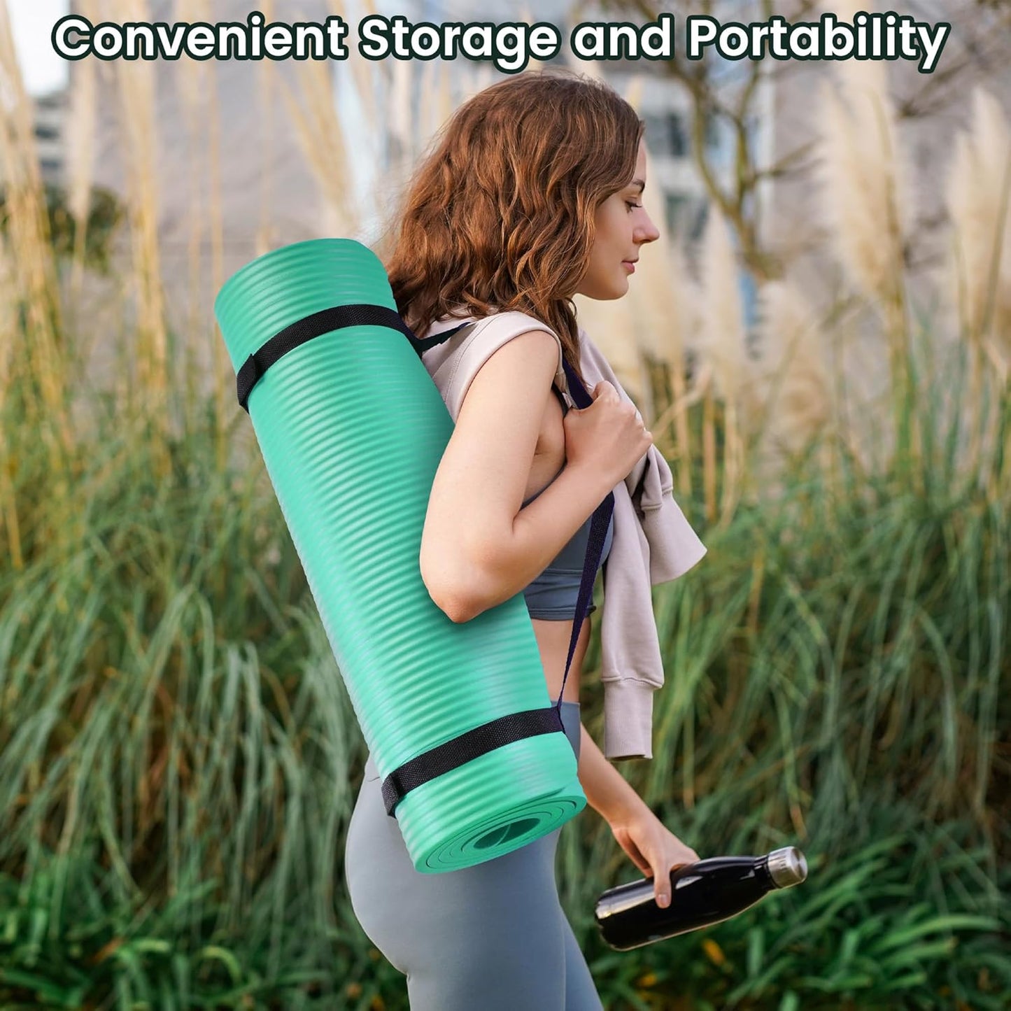Extra Thick 1/2" High-Density Yoga Mat with Strap