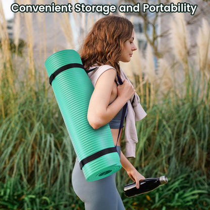 Extra Thick 1/2" High-Density Yoga Mat with Strap
