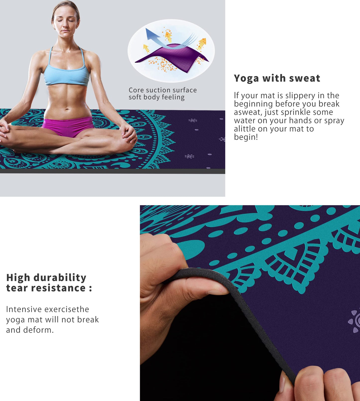 Cifupy Double-Sided Non-Slip Yoga Mat with Strap & Bag