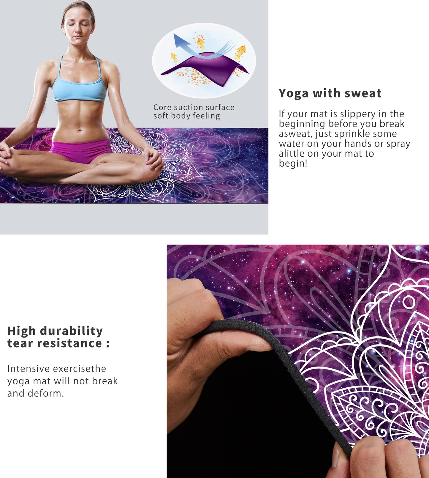 Cifupy Double-Sided Non-Slip Yoga Mat with Strap & Bag