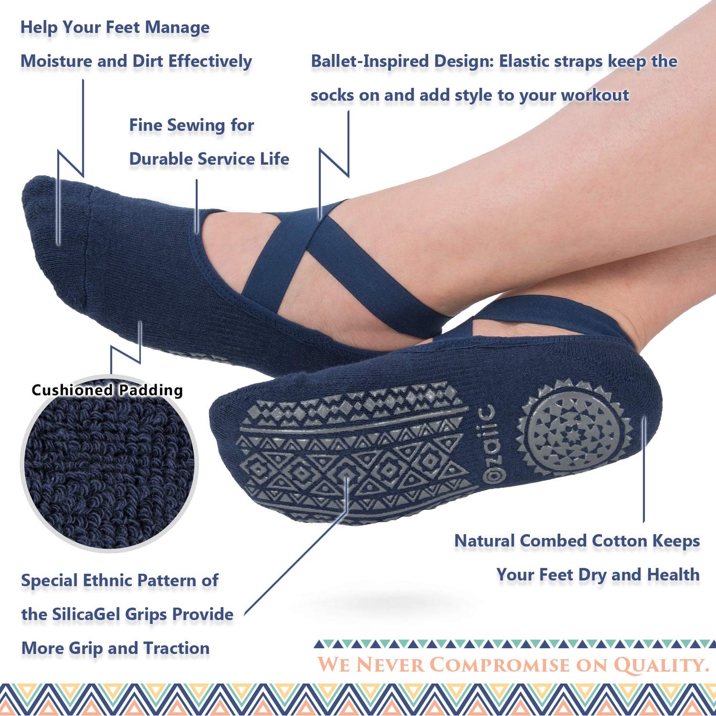Ozaiic Non-Slip Yoga Socks for Women