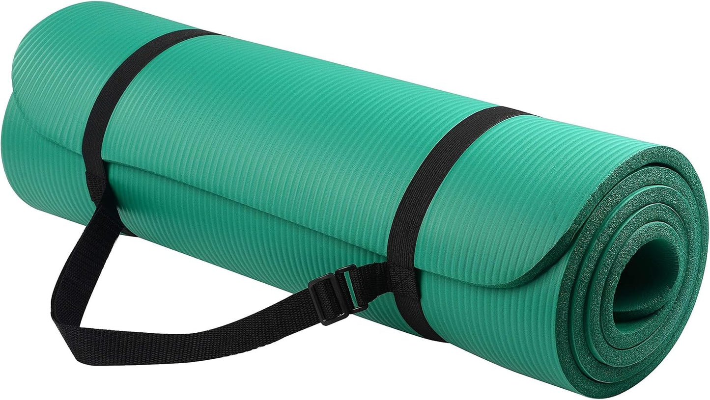 Extra Thick 1/2" High-Density Yoga Mat with Strap